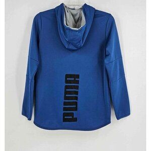 Puma Girls Athletic Hooded Full Zip Jacket Front Small Logo Back Lg Spellout M